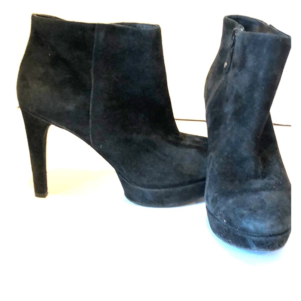 Rockport Blue Black suede platform booties